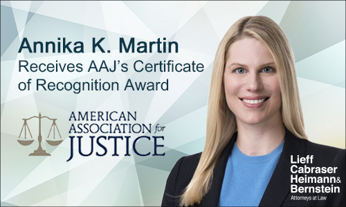 AAJ Awards Annika K. Martin With Prestigious Certificate of Recognition