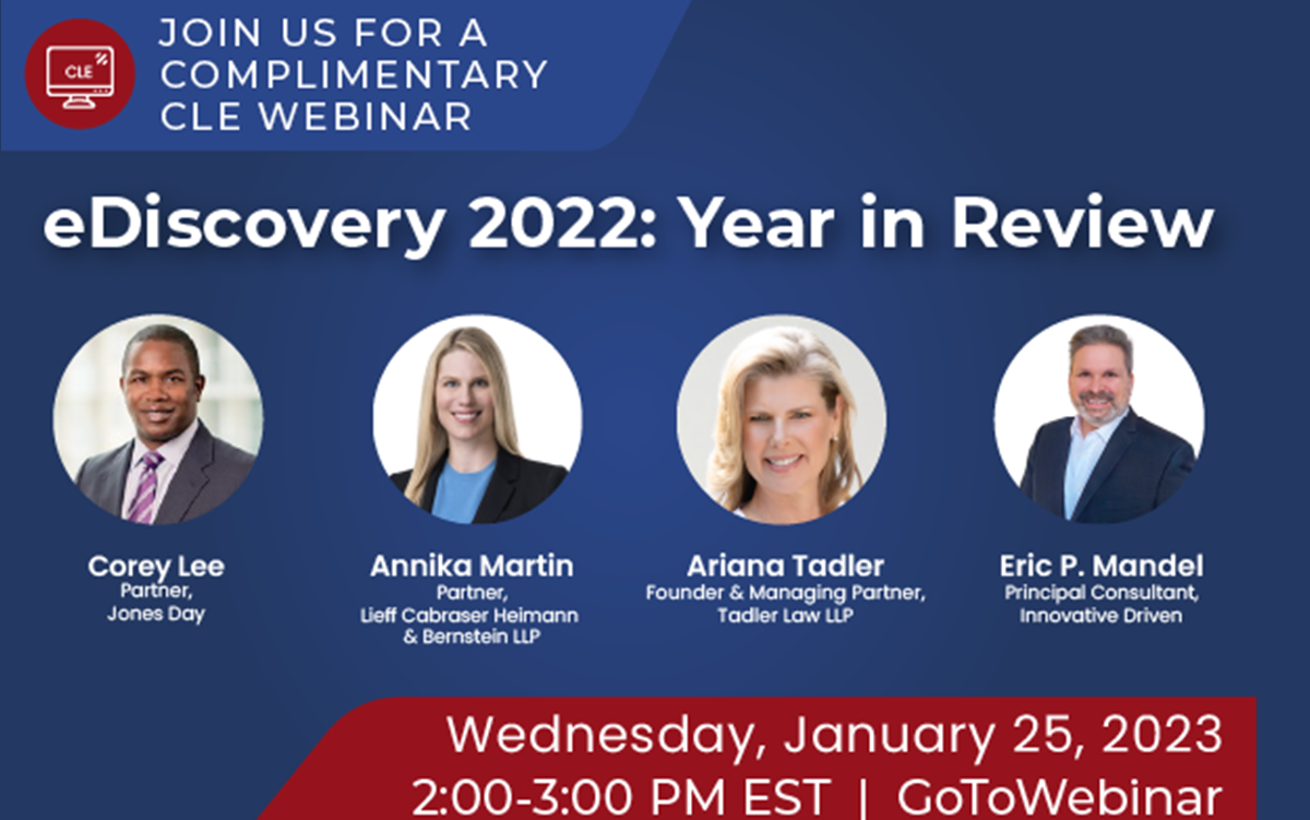 Annika K. Martin to be Featured in Live CLE Webinar Panel on the Latest Developments in eDiscovery