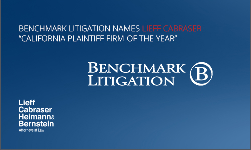 Lieff Cabraser Named “California Plaintiff Firm of the Year” at 2020 Benchmark Litigation Awards Ceremony