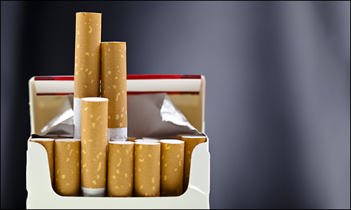 close view of a package of cigarettes