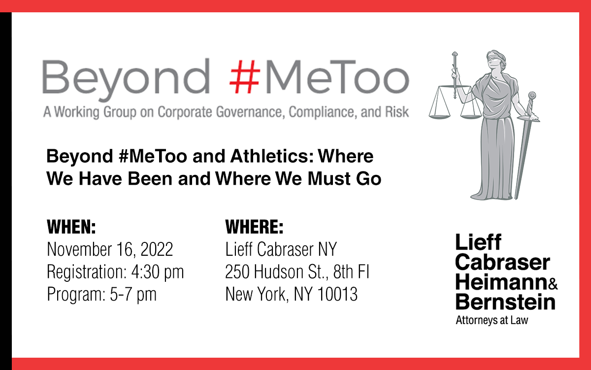 Lieff Cabraser to Host November 16 Beyond #MeToo Event