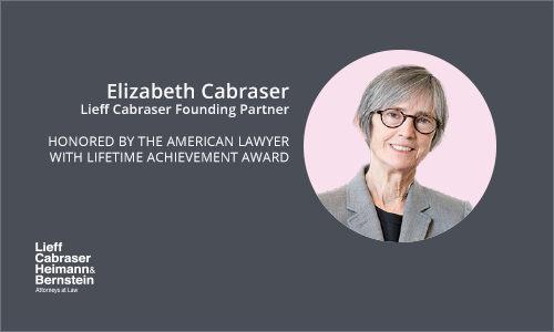 Elizabeth Cabraser to Receive Lifetime Achievement Award at The American Lawyer’s 2019 ‘Industry Awards’