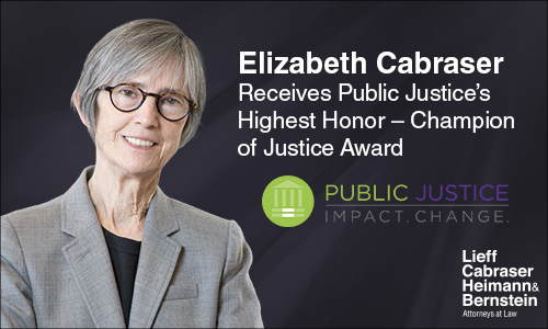 Public Justice Honors Elizabeth Cabraser with Highest Honor – the Champion of Justice Award