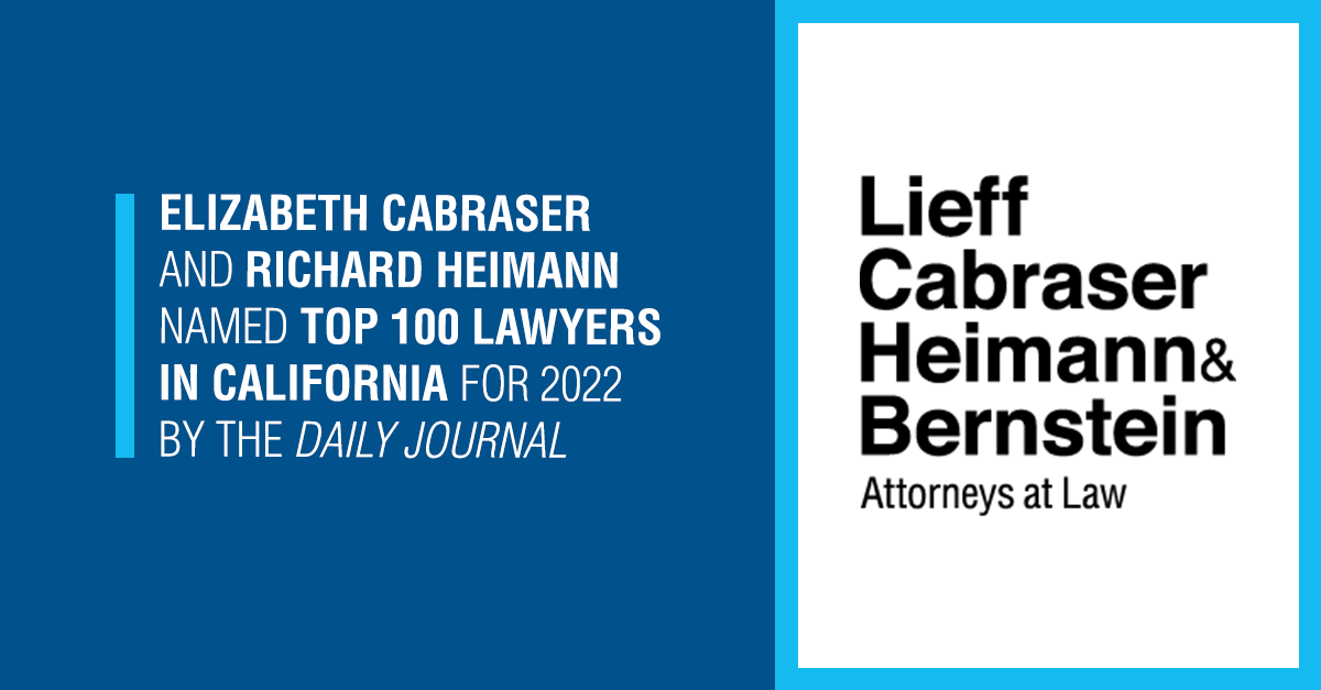 Elizabeth Cabraser and Richard Heimann Named Top 100 Lawyers in California by the Daily Journal