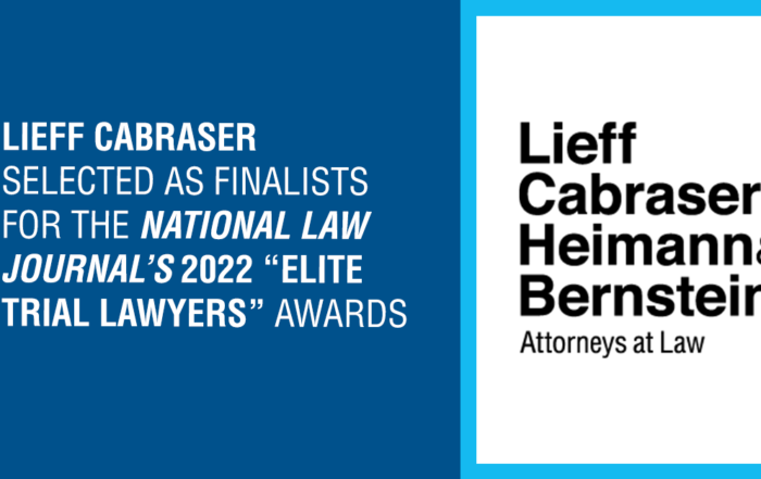 Lieff Cabraser Selected as Finalists for the National Law Journal’s 2022 “Elite Trial Lawyers” Awards