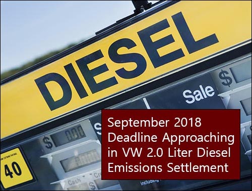 September 2018 VW Emissions Deadline