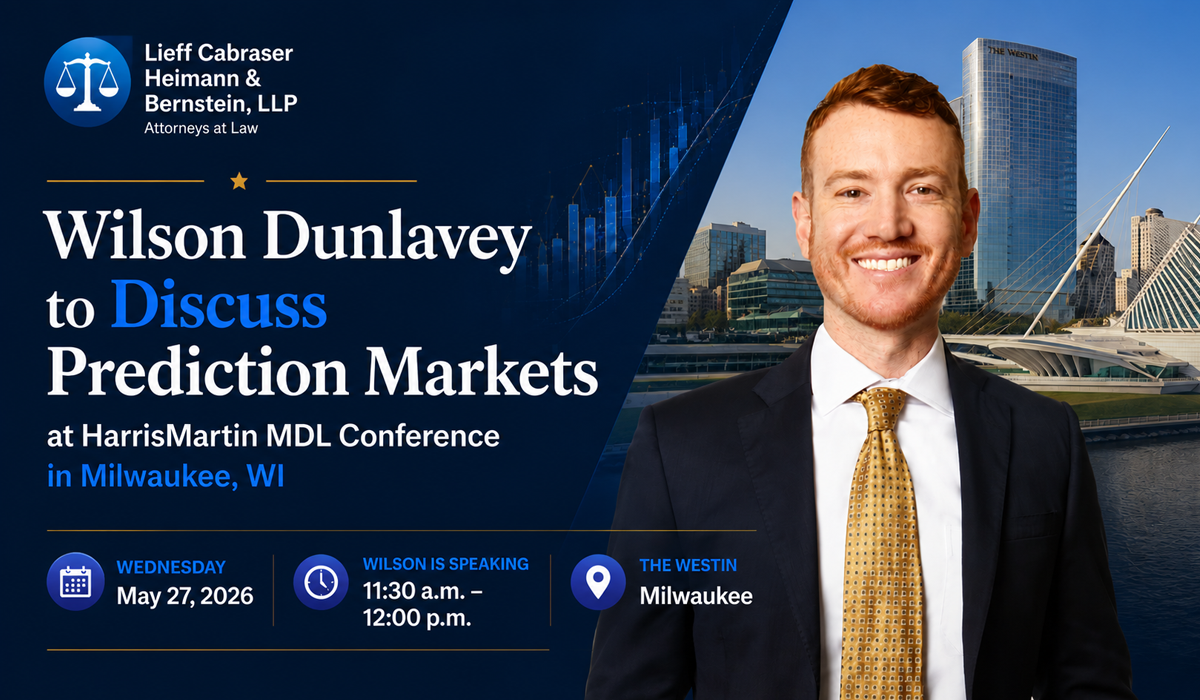 Wilson Dunlavey to Speak at Upcoming HarrisMartin MDL Conference in Milwaukee, WI
