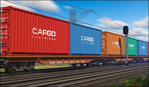 Freight train with cargo containers