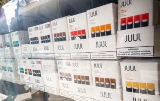 Juul boxes on store shelves