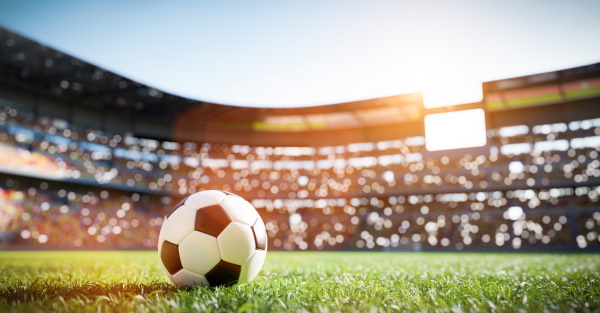 Soccer ball on empty field