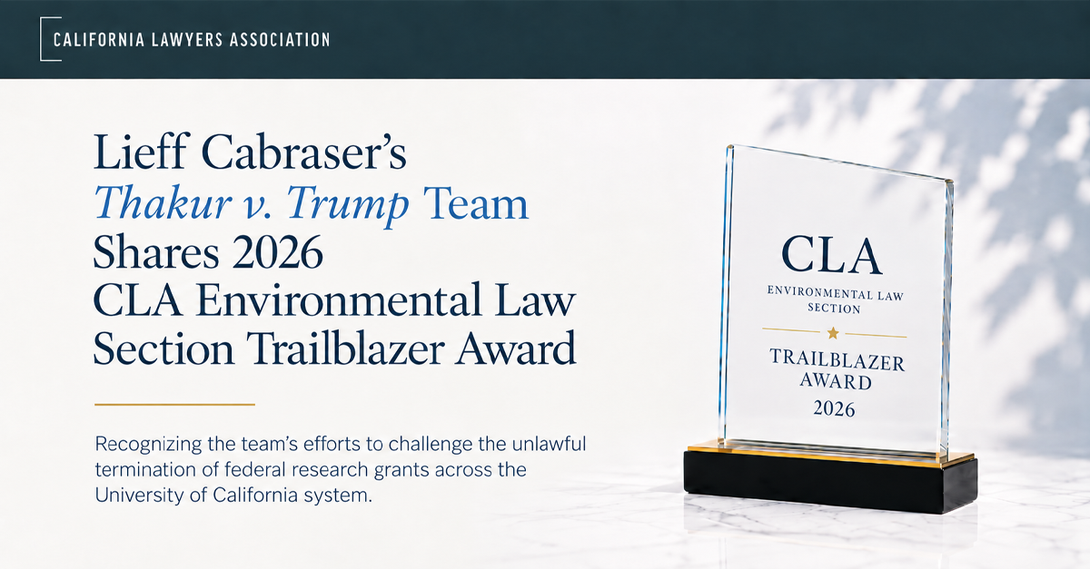 Thakur v. Trump Team CLA Environmental Law Section Trailblazer Award