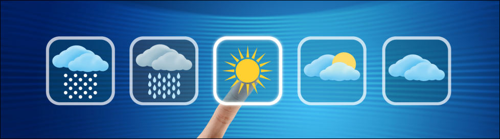finger pushing Weather app icon